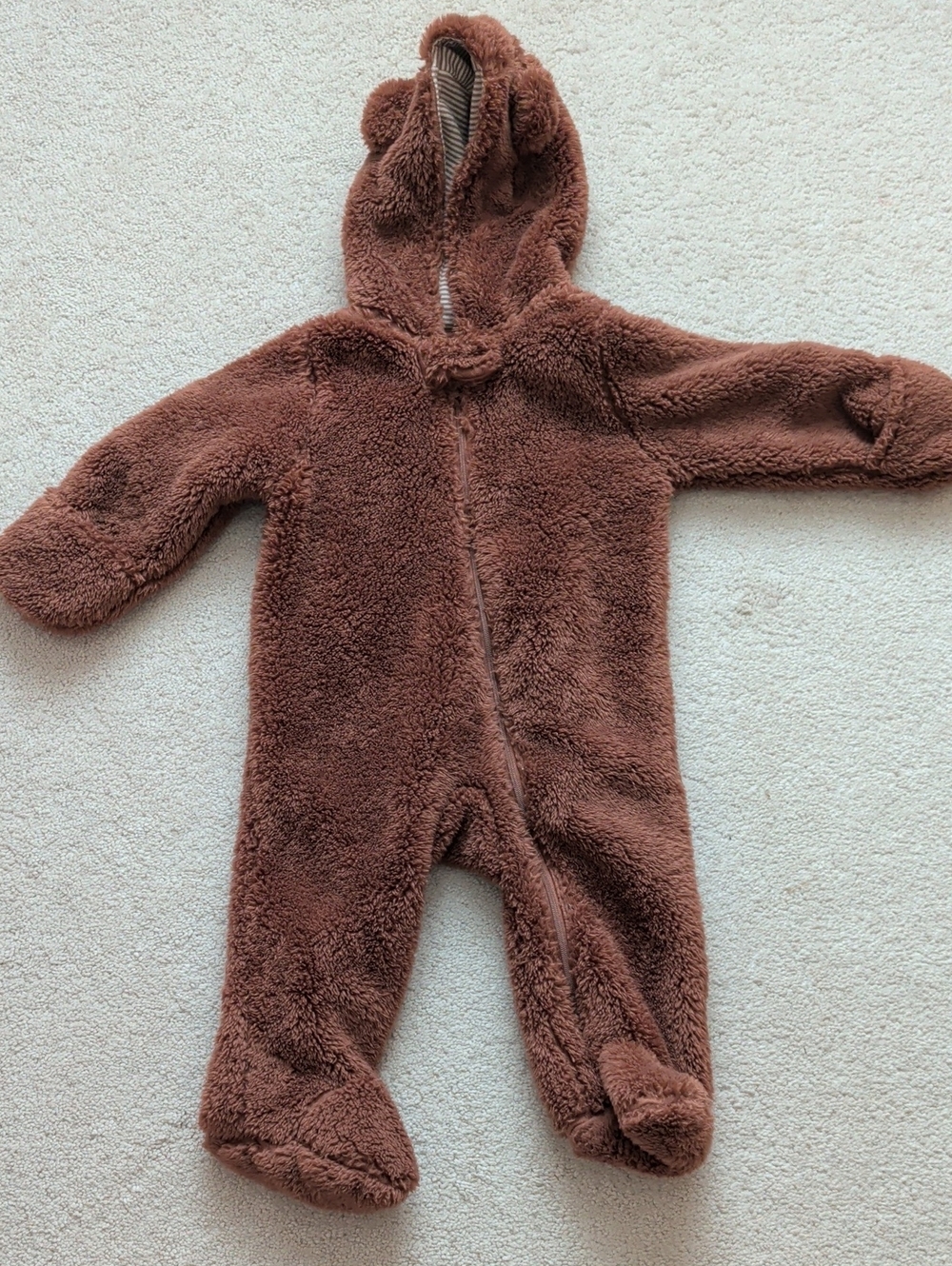 Carter's Brown Bear Onesie Winter Suit Size 9 Months